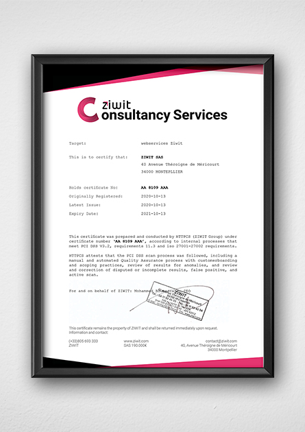 Ziwit Consultancy Services certification