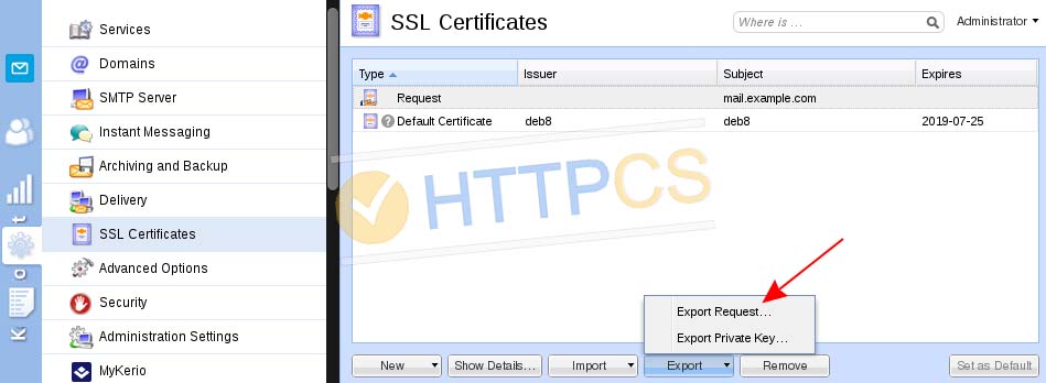Comment installer un certificat SSL avec Kerio Mail Server